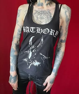 Buy Bathory Womens Tank Top Heavy Metal Shirt Goat Black Mercyful Fate Venom Band • 7.76£