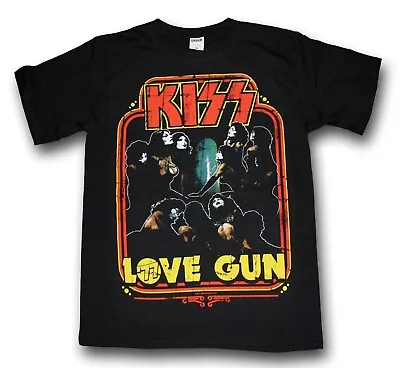 Buy Officially Licensed Kiss Love Gun Harem 77 Mens Black T Shirt Kiss Classic Tee • 15£