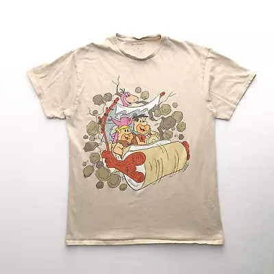 Buy Vintage 90s Hanna-Barbera 100% Cotton Flintstones Double Sided Graphic T-Shirt M • 19.61£