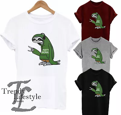 Buy Sloth Party Animal Funny Trendy Geek Party Stylish Kids  And Adult Unisex Tshirt • 7.99£