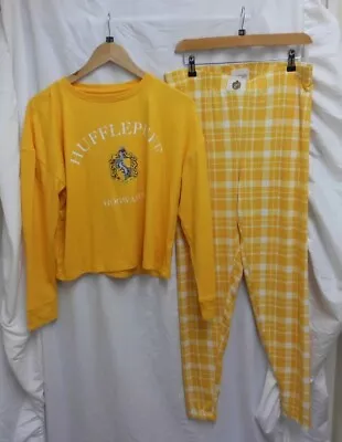 Buy Ladies Hufflepuff Hogwarts Yellow 2 Piece Pyjama Set UK 12 BNWT- CG E05 • 7.99£