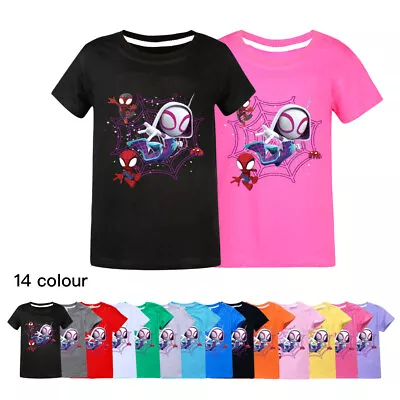 Buy Kids Spider-Man Summer Cotton T-Shirt Short Sleeve Casual Cool Tee Tops 2-15Y • 9.79£