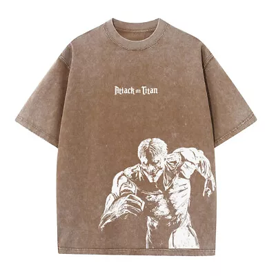 Buy AOT Vintage 100% Cotton T-shirts Anime Unisex Men Women Graphic Tees Summer Gift • 26.56£