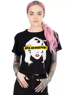 Buy Blondie Black Debbie Harry Cropped Short Sleeved T-Shirt (Womens) • 16.99£