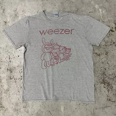 Buy Weezer Band T Shirt Faded Distressed Gray Pinkerton Gildan Y2K 2000s M/L • 18.67£