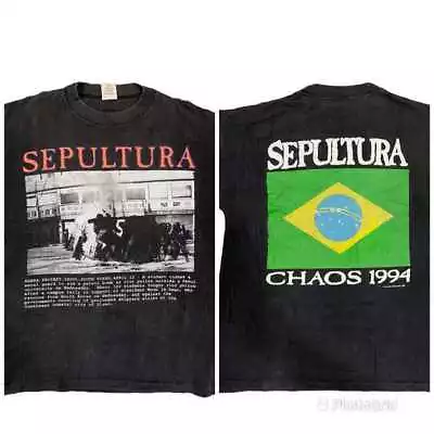 Buy 94 Sepultura Refuse/Resist Chaos Cotton Black Unisex T-shirt VM6419 • 28.37£