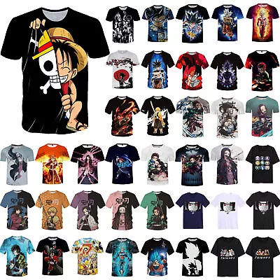 Buy Anime Cartoon Pattern Print T-Shirt Men Women Short Sleeve Basic Tee Shirt • 12.26£