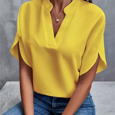 Buy UK Women Ladies Summer Short Sleeve Loose Office Pullover T Shirt Blouse Tops • 7.97£