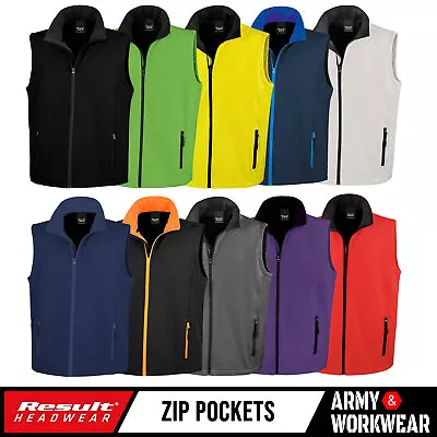 Buy Mens Softshell Bodywarmer Showerproof Zip Pockets Windproof Jacket Gillet Result • 15.95£