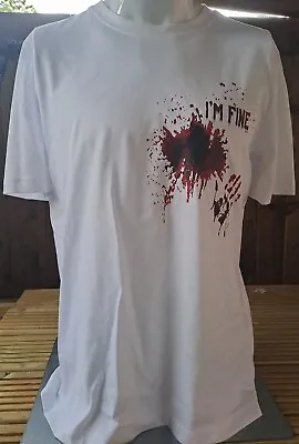 Buy I'm Fine T-Shirt Halloween Fancy Dress Costume Zombie Vampire Werewolf • 9.99£