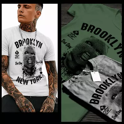 Buy Gangster T-shirt Brooklyn Streets Urban Hip Hop Hustle Mafia Mob Thug White Tee  • 18.63£