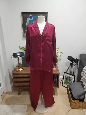 Buy VICTORIA'S SECRET Womens GOLD LABEL 2 Piece Burgundy Pajama Set Sz Medium  • 32.68£