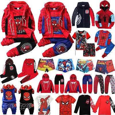 Buy Spiderman Costume Kids Boys Tracksuit Set T-shirt Tops Pants Outfits Clothes UK  • 8.32£