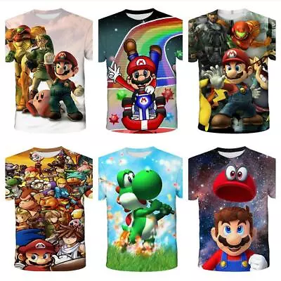 Buy Kid's Super Mario 3D T-Shirts Short Sleeved Tee Luigi Yoshi Sweat Absorbing Tops • 11.99£