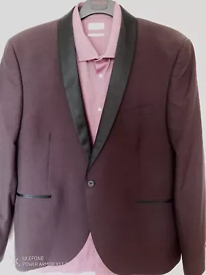 Buy Men's Smart Burgundy Dinner Jacket From Next Size 46 R Black Lapels With... • 19.50£