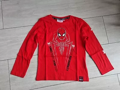 Buy Marvel Kids Spiderman 100% Cotton LS Red T-Shirt Age 5 Years New • 5£
