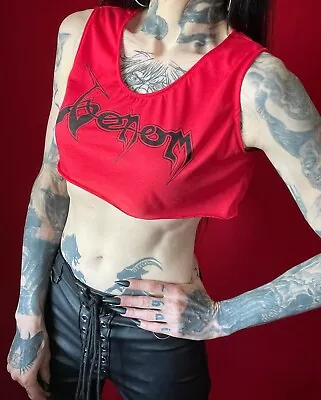 Buy Venom Band Crop Tank Top Heavy Metal Shirt Black Bathory Red Girls Mercyful Fate • 7.76£