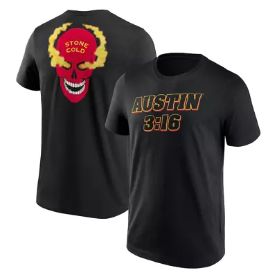 Buy Steve Austin Men's T-Shirt WWE Stone Cold Red Skull Black Top - New • 14.99£