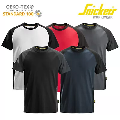 Buy Mens Snickers Workwear Two Coloured T-Shirt Combo Top Black Red Blue 2550 S-XXXL • 14.95£