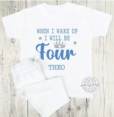 Buy When I Wake Up I Will Be Four Boys Birthday 4th Pyjamas I Am 4 Pjs Short Set • 13£