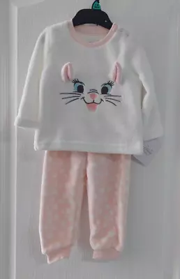 Buy Disney Baby Girl The Aristocats Marie 9-12 Month Fleece Pyjama Set Pink White PJ • 10.99£