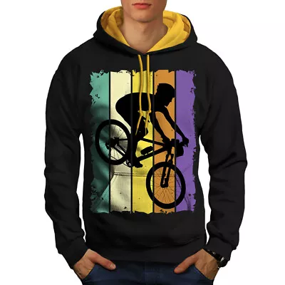 Buy Wellcoda Cyclist Silhouette Biking Passion Mens Contrast Hoodie • 33.99£