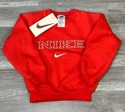 Buy Vintage 90s Nike Sweatshirt Spell Out Crewneck Sweater Youth Medium 5-6 NEW! • 31.08£