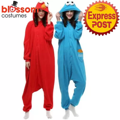 Buy N1556 Adult Cookie Monster Elmo Onesie0 Sesame Street Costume Kigurumi Pajamas • 18.32£
