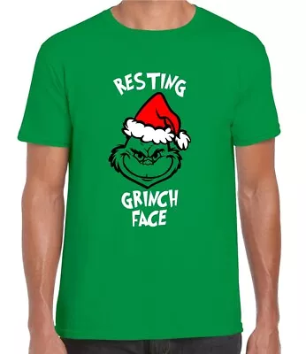 Buy Resting Grinch Face T Shirt Xmas Grumpy Christmas Secret Santa Size Small To 3xl • 9.99£