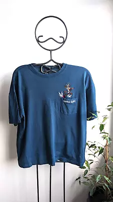 Buy Vintage 90s Looney Tune Wile E Coyote T Shirt Size XL Blue Bowling Gotta Split • 18£