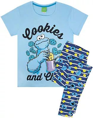 Buy Sesame Street Blue Cookie Monster Short Sleeve Long Leg Pyjama Set (Womens) • 19.95£