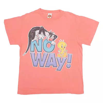 Buy Vintage LOONEY TUNES No Way! Mens T-Shirt Pink 90s M • 12.99£