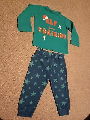 Buy George Elf In Training Green Christmas Pyjamas PJs Age 12-18 Months 2 Piece Star • 3.50£