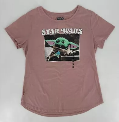 Buy Star Wars T-Shirt Girls Medium Pale Mauve Baby Yoda Grogu Child Pink Tee NEW • 10.11£