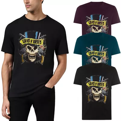 Buy Official Guns N Roses T Shirt Faded Skull Black Classic Rock Band Mens Tee Slash • 7.98£