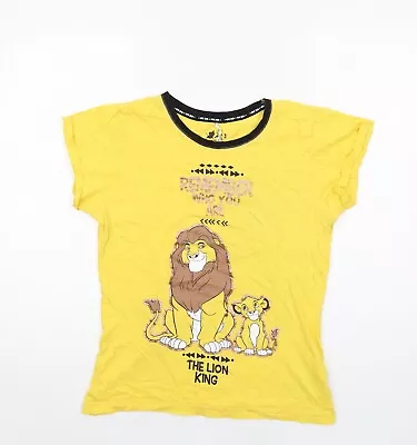 Buy Disney Womens Yellow Cotton Basic T-Shirt Size XS Round Neck - The Lion King • 5.75£