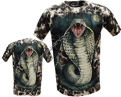 Buy New Cobra Snake Reptile Skulls Glow In Dark Tattoo Goth Tye Dye T-Shirt M - 3XL • 11.95£