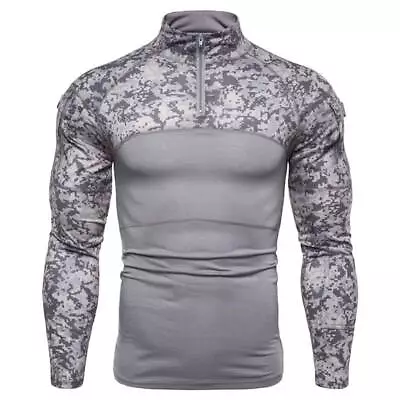 Buy Mens Fitness Military Camouflage Long Sleeve Tops Camo T Shirt Army Combat Tee • 8.29£
