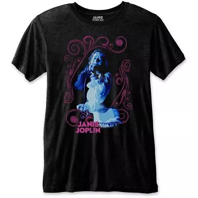 Buy Janis Joplin T Shirt Floral Frame Logo Official Mens Black L • 16.56£