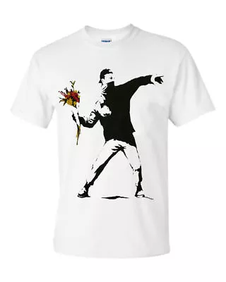 Buy Banksy Flower Thrower T Shirt Graffiti Art Urban Art Unisex Top Tee • 10.99£