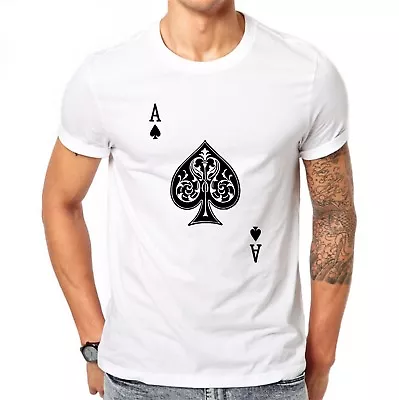 Buy Ace Of Spades White T Shirt Tee S M L XL XXL Cards Games Poker Blackjack Casino • 20.99£