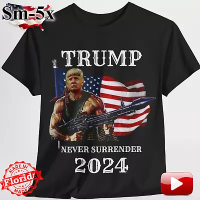 Buy Trump Never Surrender T-Shirt 2024 Black Trump 2024 T-Shirt Rambo Punisher Trump • 20.51£