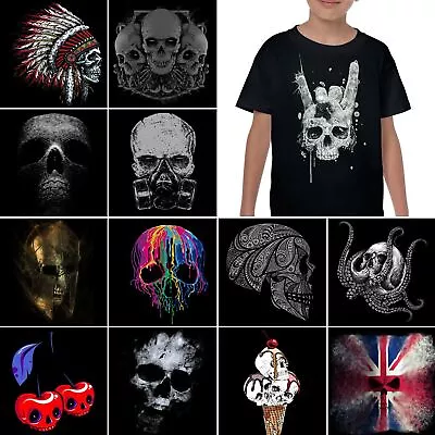 Buy Kids Skull T-Shirt Boys Girls Childrens Biker Viking Grim Reaper Gym Rock N Roll • 8.99£