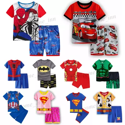 Buy Boys Girls Kids Spiderman Superhero Pyjamas Short Sleeve T-Shirt Shorts PJs 1-6Y • 6.45£
