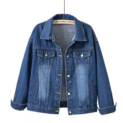 Buy Womens Denim Jacket Womens Coat Color Plain Top Button Up Ladies Short Jean Top • 17.99£