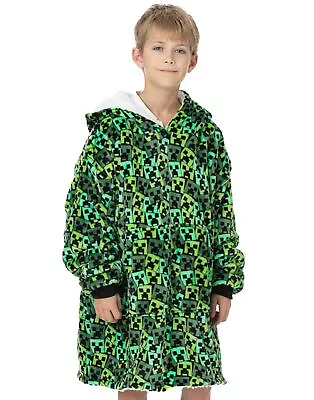 Buy Minecraft Green All-Over Print Creeper Blanket Hoodie (Boys) • 24.95£