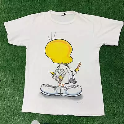 Buy Vintage T Shirt Mens Large White Single Stitch Graphic Print 90s Looney Tunes • 14£