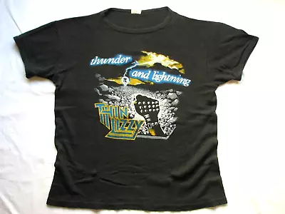 Buy € RARE Thin Lizzy T-Shirt Original VTG 1983 Thunder Lightning Tour Phil Lynott • 310£