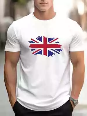 Buy Union Jack Flag Mens T-shirt Short Sleeve Cotton British Britain Flags Tops Tees • 10.67£