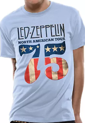 Buy Led Zeppelin Blue 1975 American Tour Rock Official Tee T-Shirt Mens Unisex • 15.33£